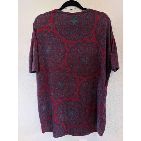 LuLaRoe Irma size small rare print maroon & teal - Picture 4 of 5